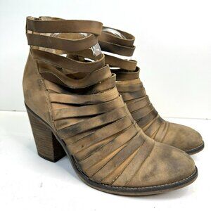 Free People Hybrid Heel Booties Women’s Size 10 EU 41 Tan Leather Ankle Boots